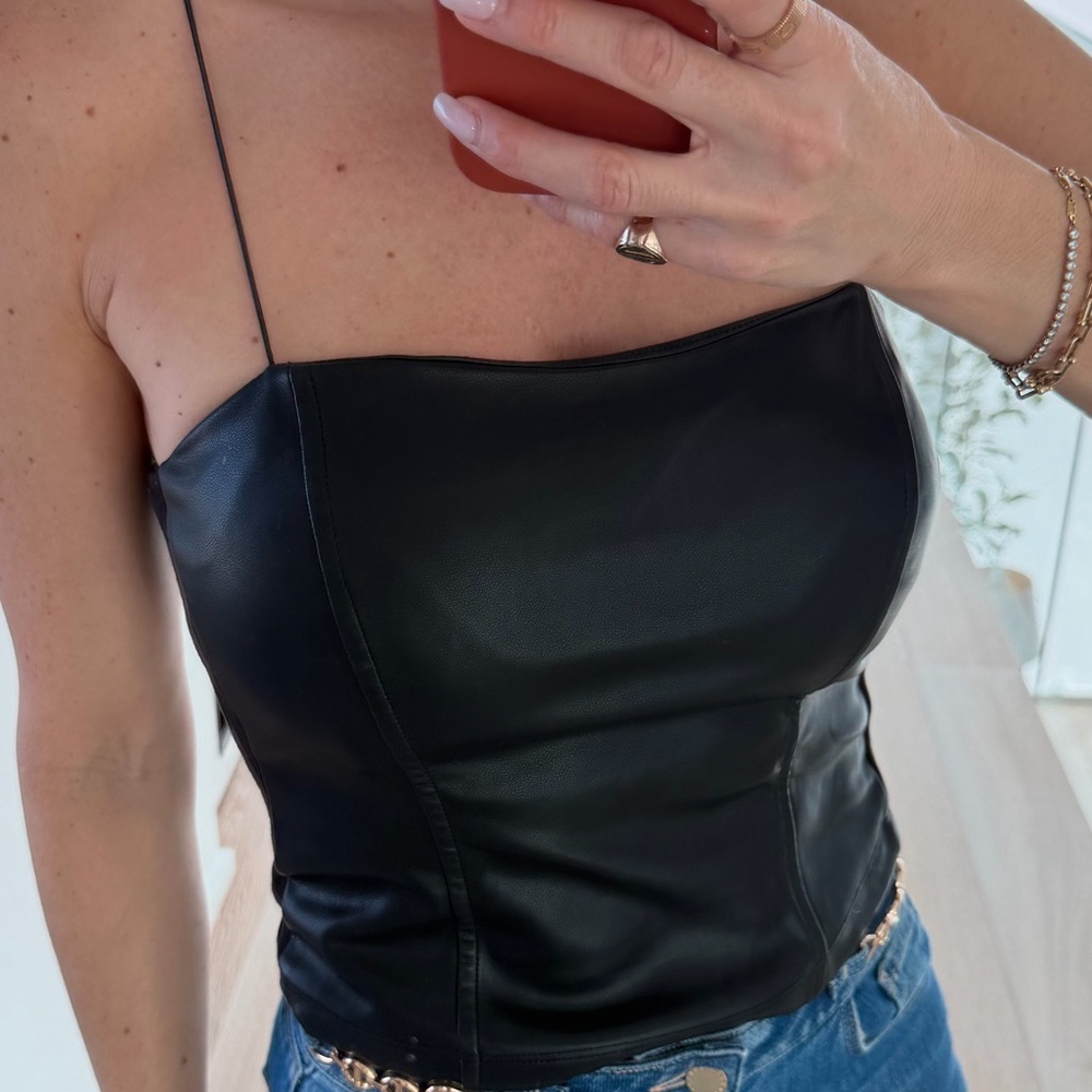 Heartloom Black Faux Leather Camisole
